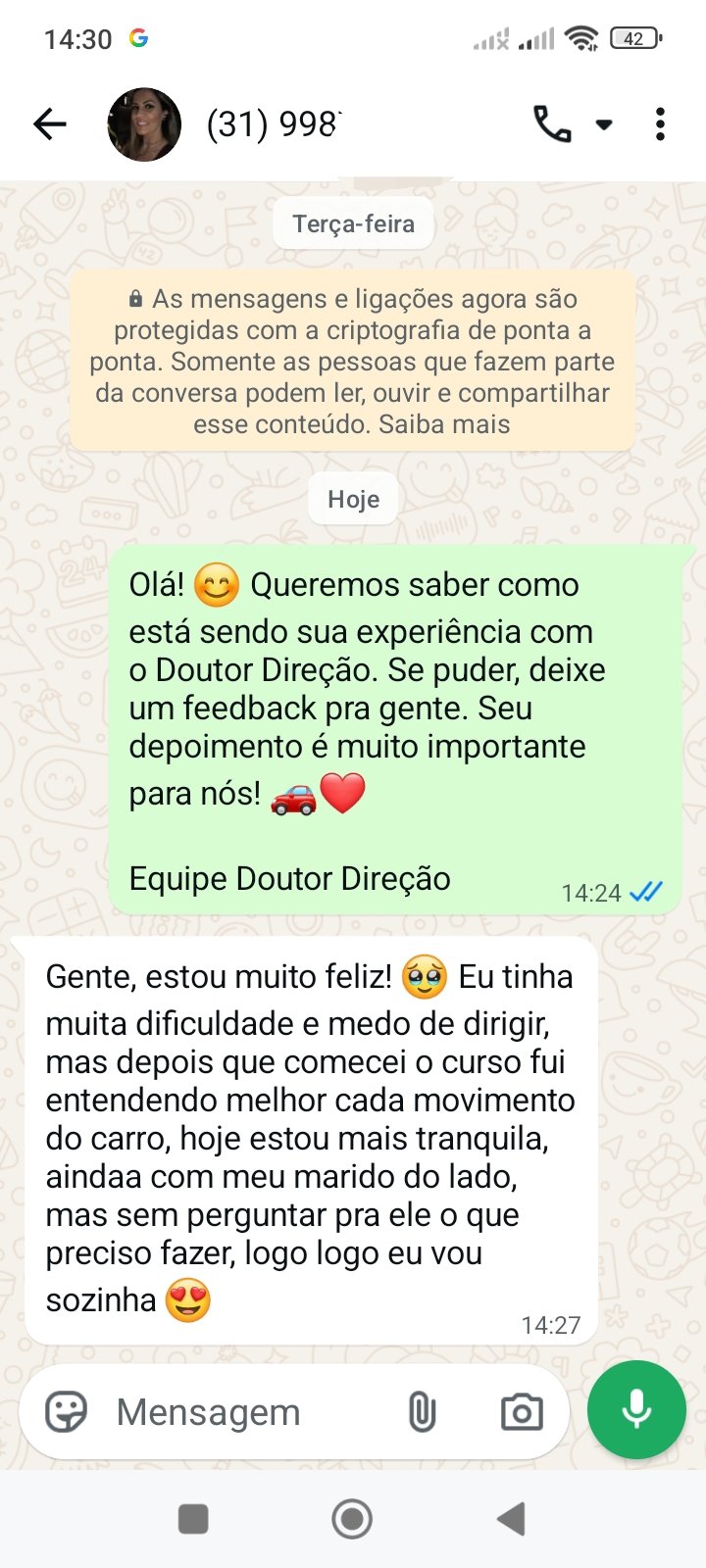 Depoimento de aluno do Doutor Direção